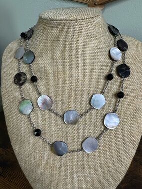 Lia Sophia Iridescent Mother-of-Pearl & Black Bead Night Oasis Necklace
